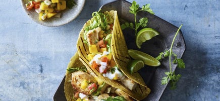 Fish tacos with mango salsa