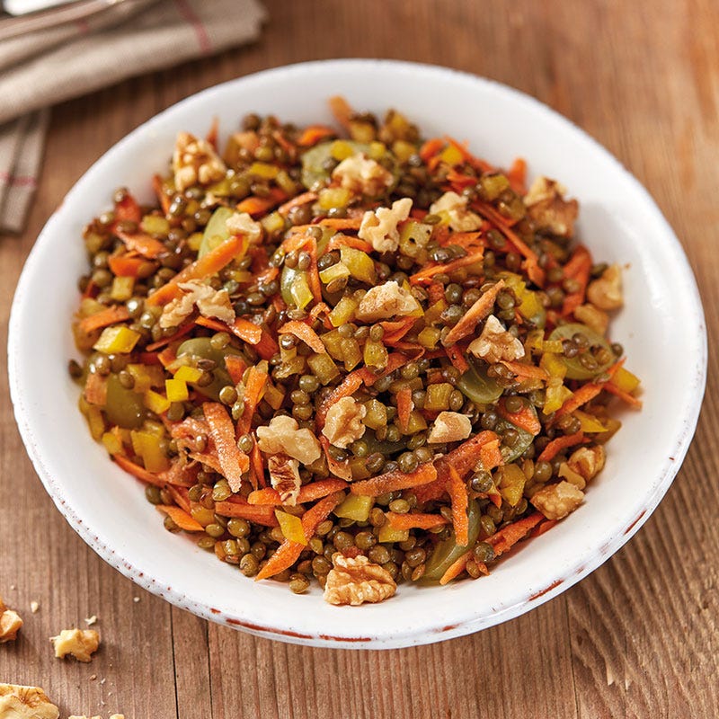 Linsensalat mit Trauben und Walnüssen