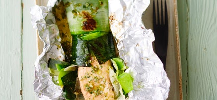 Papillotes de saumon et de poireau