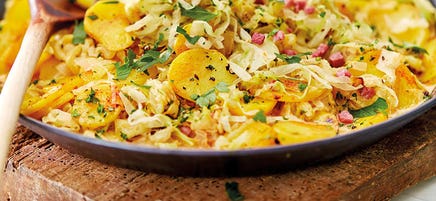 Weißkohlpfanne mit Kartoffeln