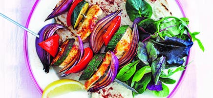 Halloumi & vegetable skewers