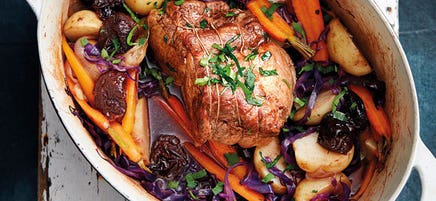 Buntes Ofengemüse mit Schweinebraten