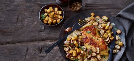 Schnitzel met gebakken aardappeltjes