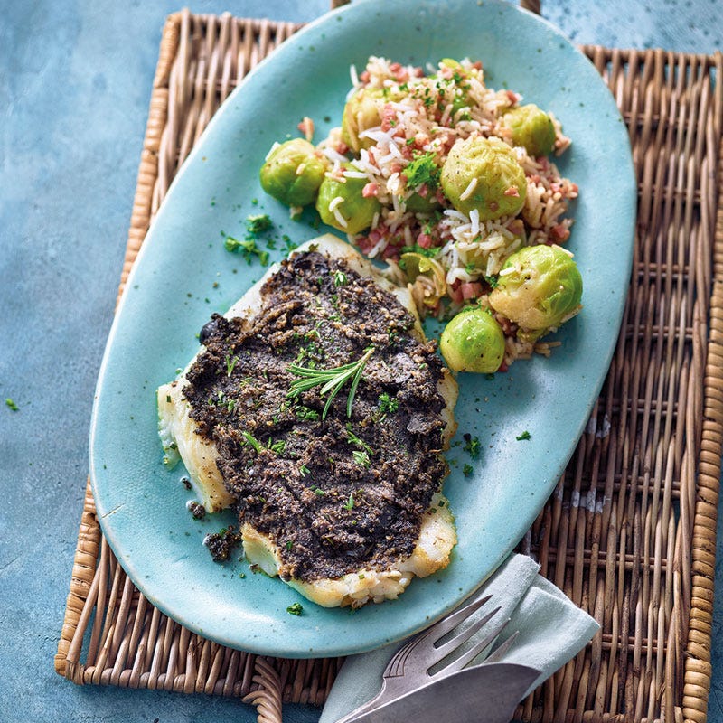 Heilbutt mit Olivenkruste