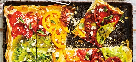 Tomato, feta, and fresh herb tart
