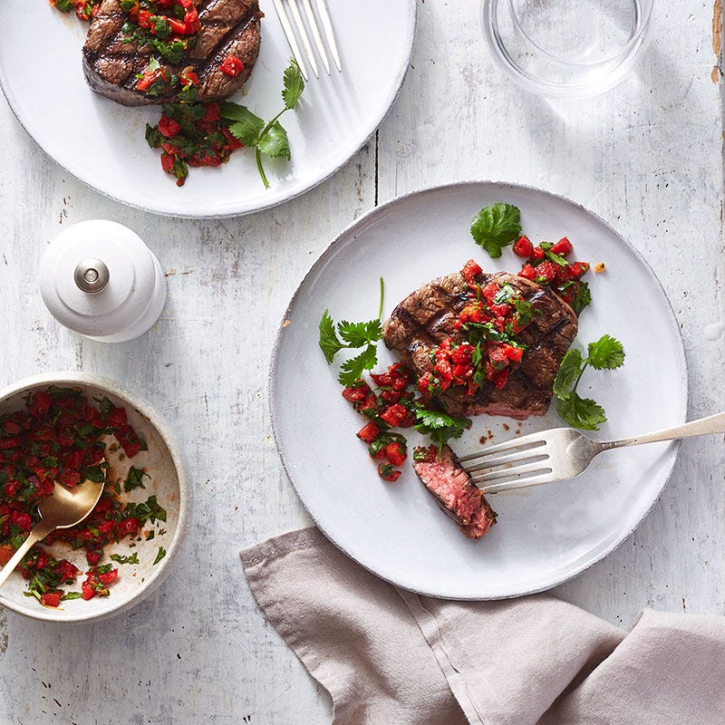 Photo of Filet mignon with roasted red pepper, cilantro and lime by WW