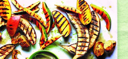 Griddled fruit with ginger yogurt