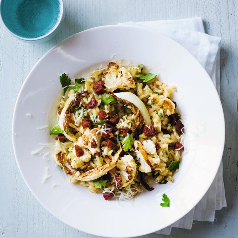 Photo de/du Risotto au chorizo et chou-fleur grillé par WW