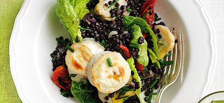 Salade de lentilles artichauts et fromage de chèvre