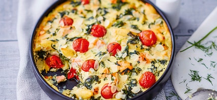 Spinazie-ovenschotel met zalm