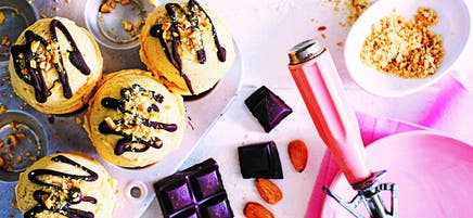 Banana ice 'cream' cones with chocolate