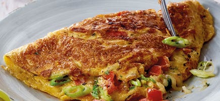 Käseomelette mit Tomate
