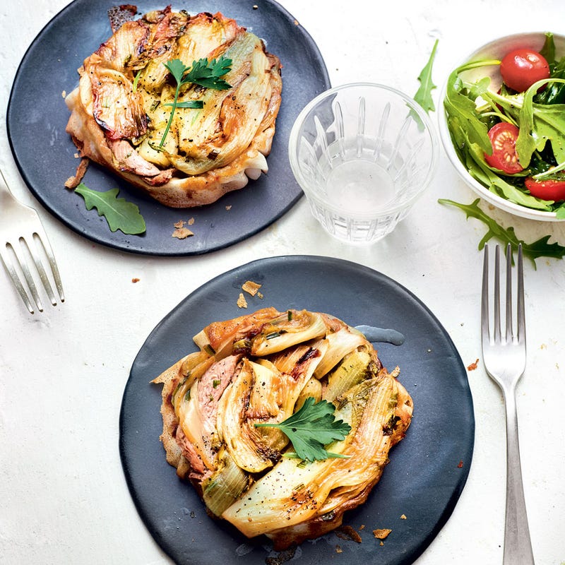 Petits tatins d'endives aux aiguillettes de canard