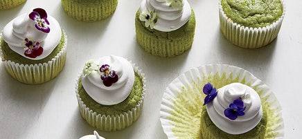 Sweet Pea Cupcakes with Swiss Meringue Frosting