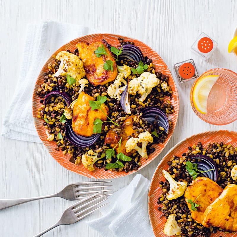 Photo of Baked harissa halloumi with lentil & cauliflower salad by WW