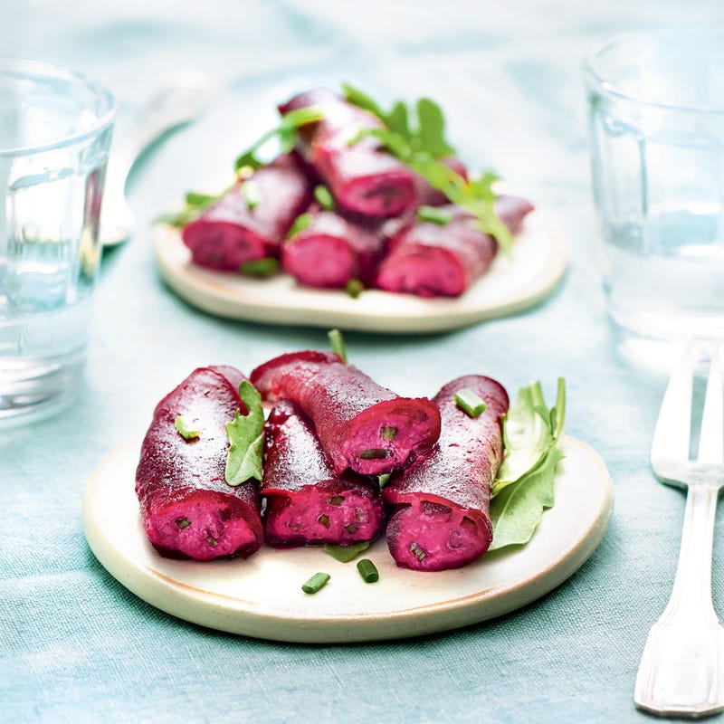Cannellonis de betterave et roquette