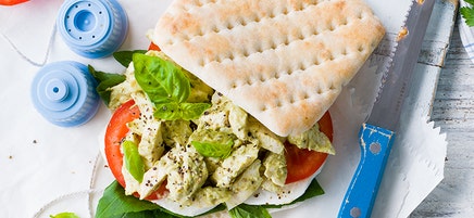 Pesto chicken salad sandwich