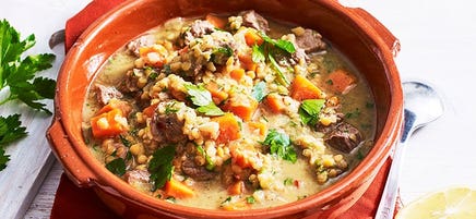 Middle Eastern lamb and red lentil soup