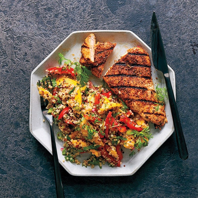 Jerk chicken with mango salad