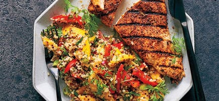 Jerk chicken with mango salad