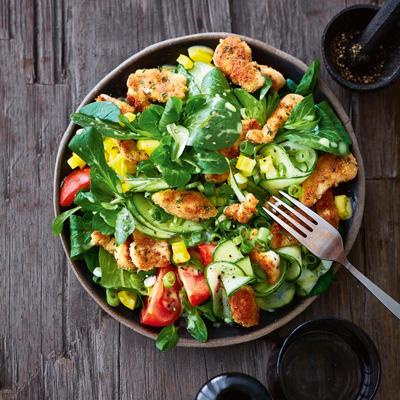 Foto van Salade met schnitzelreepjes door WW