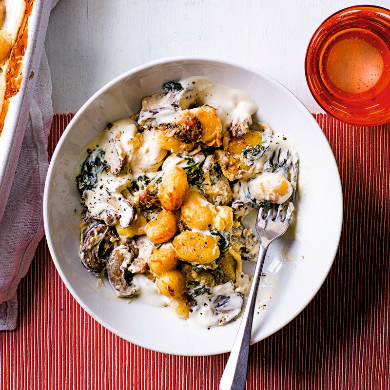 Gnocchi-Spinat-Auflauf mit Pilzen