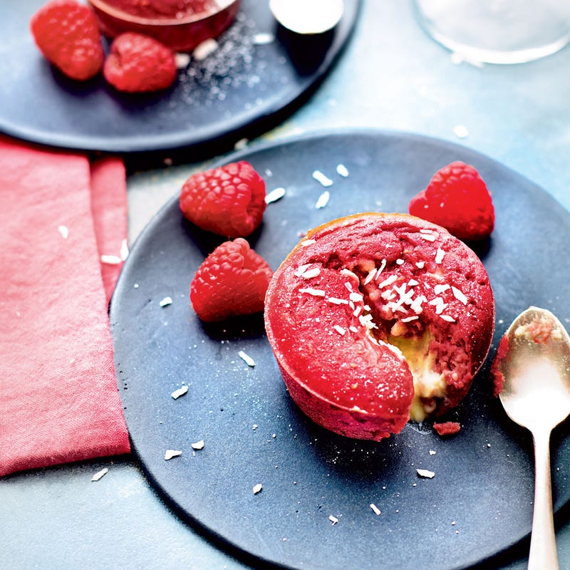 Moelleux de framboises au cœur de chocolat blanc