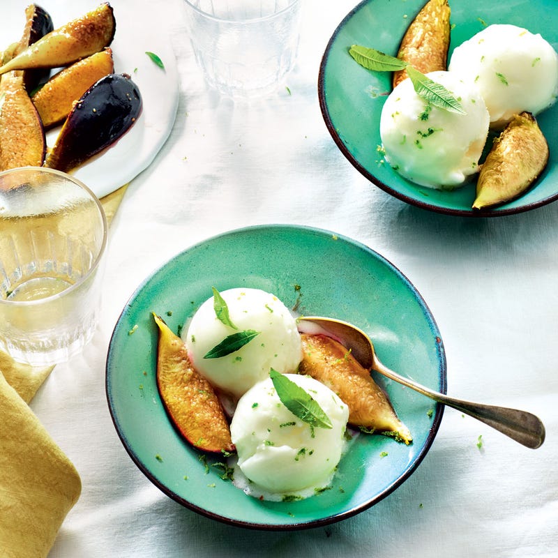 Sorbet citron à la verveine et tombée de figues