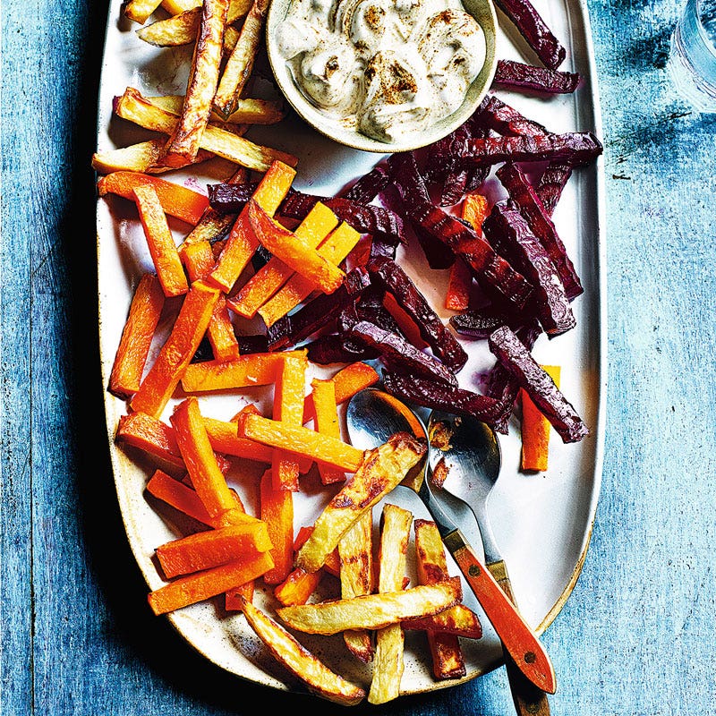 Wurzelgemüsefritten mit Dip