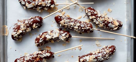 Chocolate-dipped baby bananas