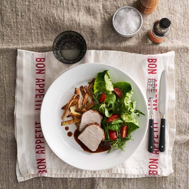 ViktVäktarna - Helstekt fläskytterfilé med hickoryskysås och pommes