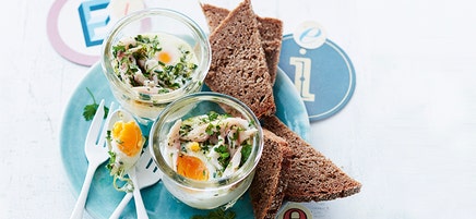 Ei uit de oven met gerookte forel