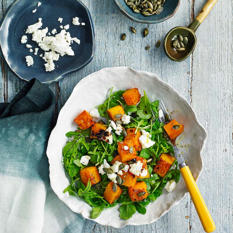 Rostad butternutsallad med fetaost