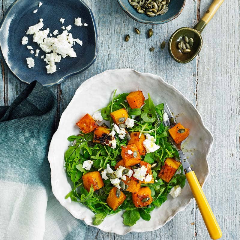 Rostad butternutsallad med fetaost