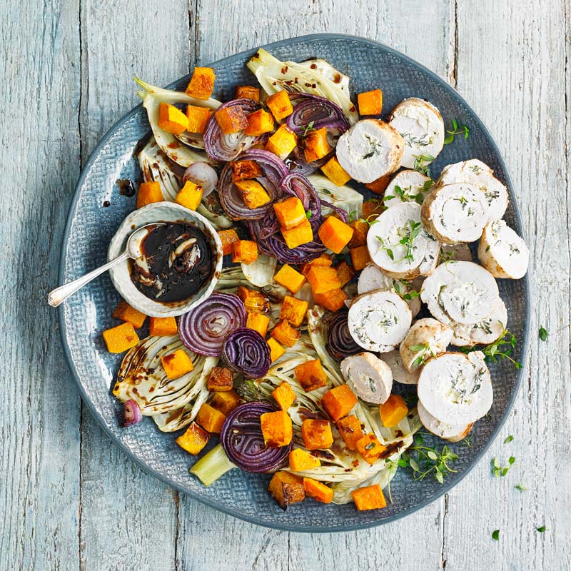 Foto av Ricottafyllda kycklingfiléer med rostade grönsaker och vitlöksbalsamico från WW ViktVäktarna
