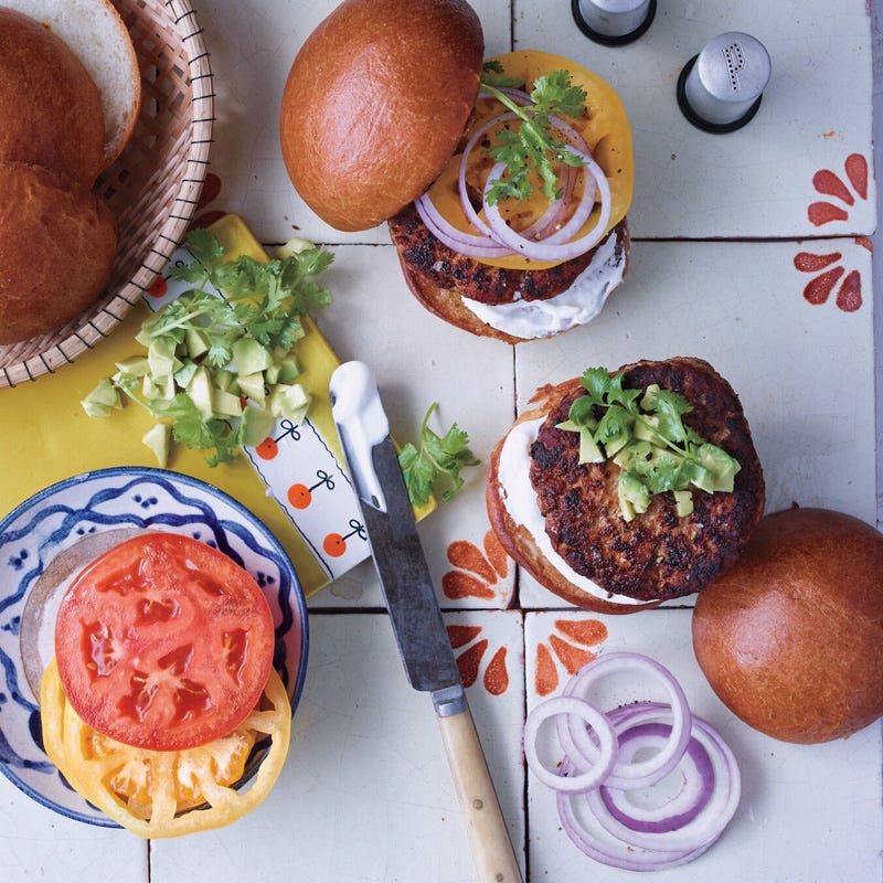 Chipotle turkey burgers with avocado