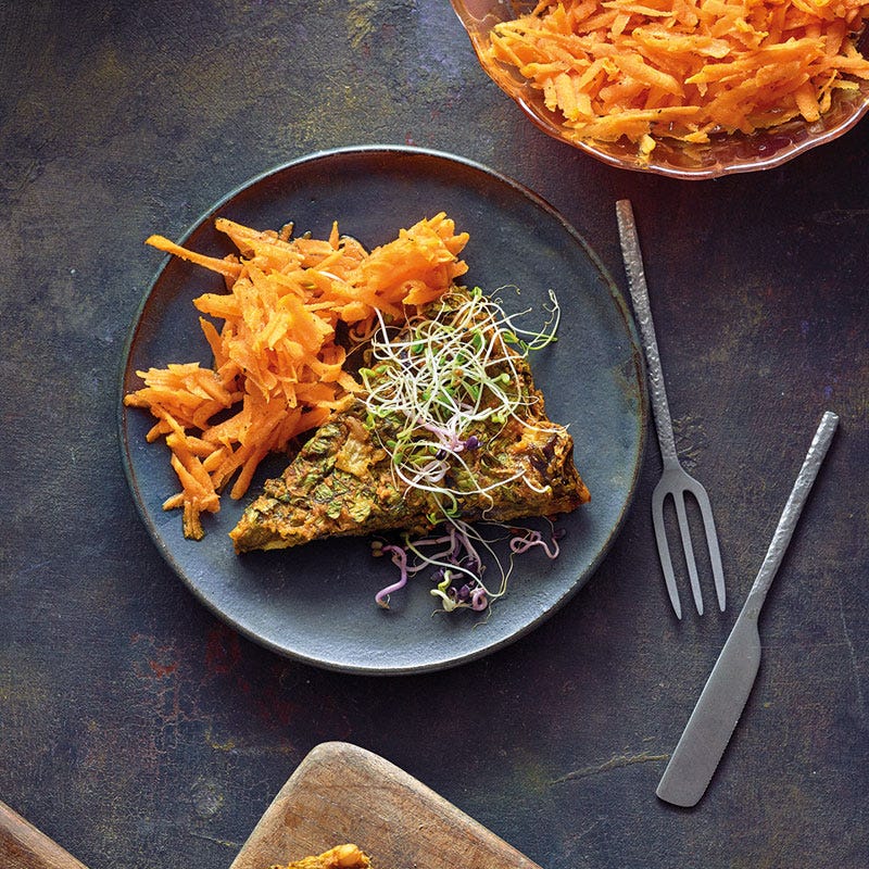 Sojabohnen-Frittata mit Spinat