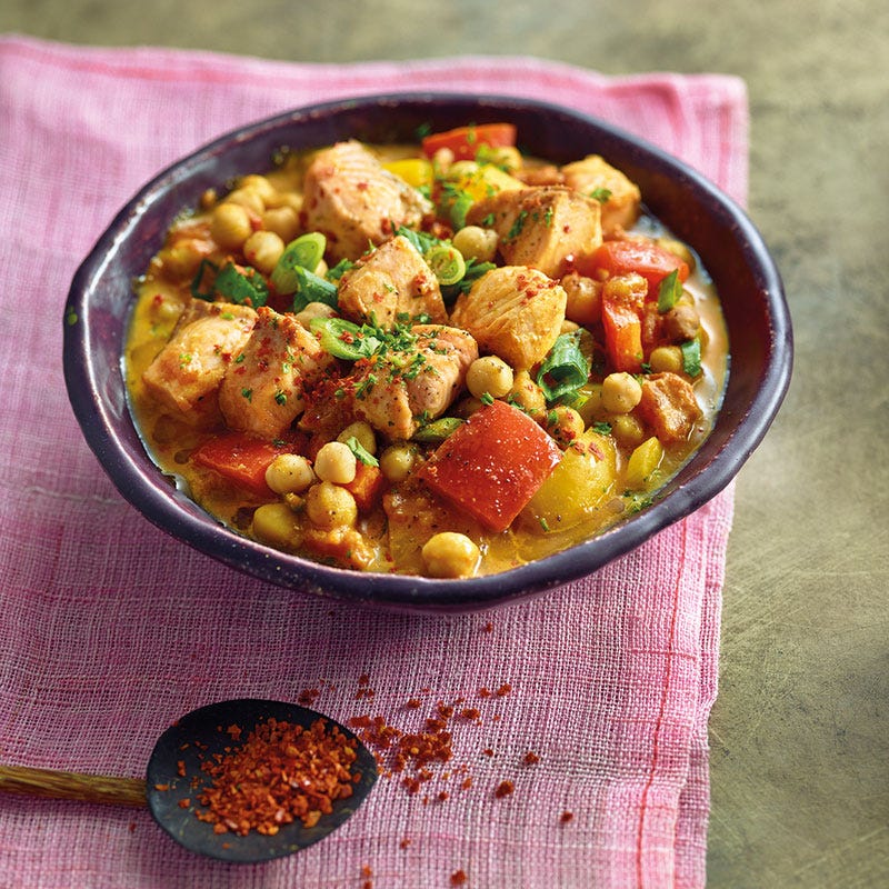 Kichererbsencurry mit Lachs