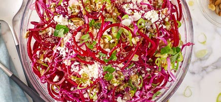 Spiralized Beet Slaw with Lime and Pepitas