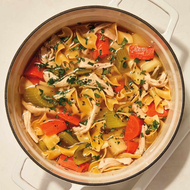 Classic chicken soup with egg noodles
