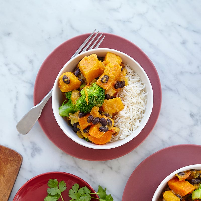 Slow cooker coconut vegetable and black bean curry