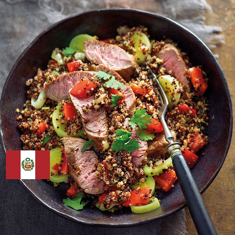 Quinoa frit avec filet d'agneau