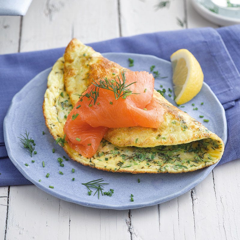 Kräuteromelette mit Räucherlachs