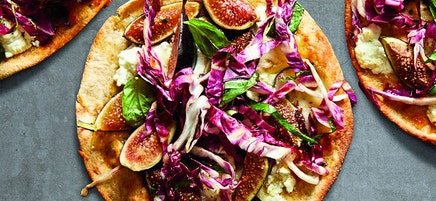 Radicchio, goat cheese & fig pita pizzas