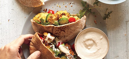 Crispy Air Fryer Cauliflower Falafel with Tahini Sauce