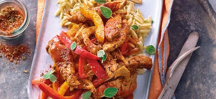 Gyros aux poivrons et kritharaki