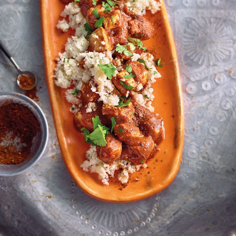 Blumenkohlreis mit Garam-Masala-Hähnchen