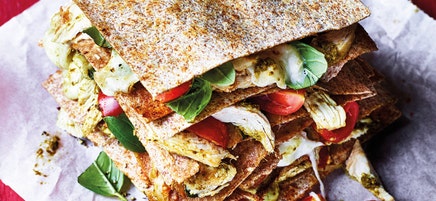 Pesto chicken quesadillas