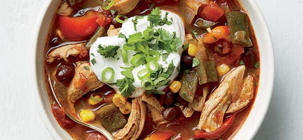 Pulled Chicken Ancho Chili & Black Bean Soup