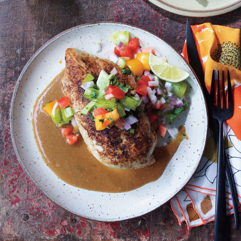 Chicken with tomatillo-cilantro salsa